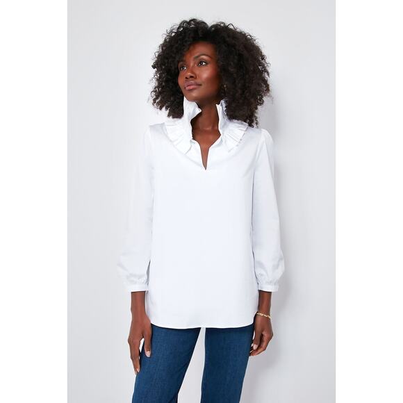 TUCKERNUCK White Ruffle Neck Bouvier Blouse NWT Size Medium - Picture 1 of 10